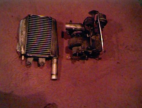 Turbo and intercooler before cleaning and modification