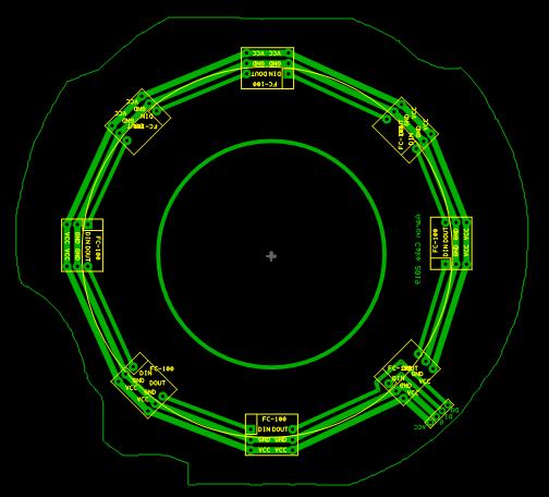 Image of printed circuit board pattern of the tach backlight board