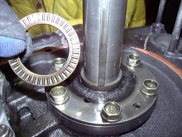 Outer torrington bearing removed, damage to thrust plate.