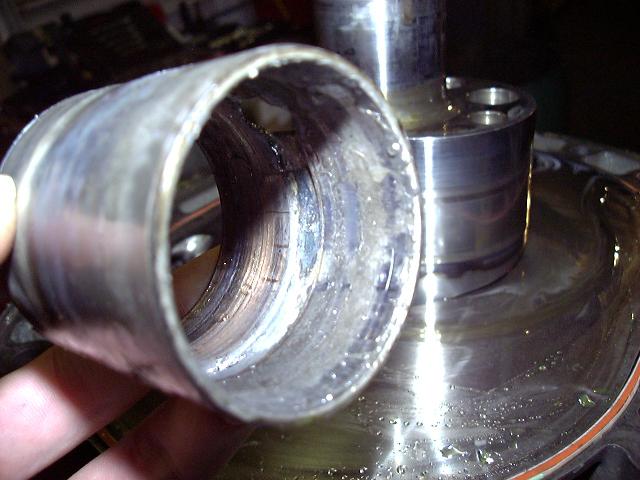 Closeup of hosed bearing