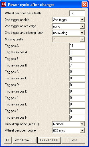 Wheel decoder settings, MS1, 13B rotary