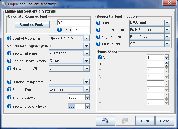 MS3X 13B Engine and Sequential settings