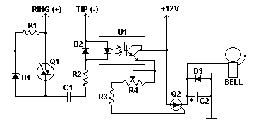 Schematic for remote telephone ringer