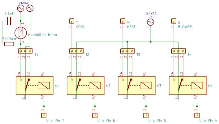 Image of schematic of HVAC controller relay connections to thermostat wires