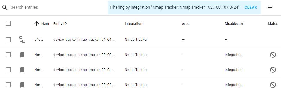 List of nmap entities, mobile device entity enabled