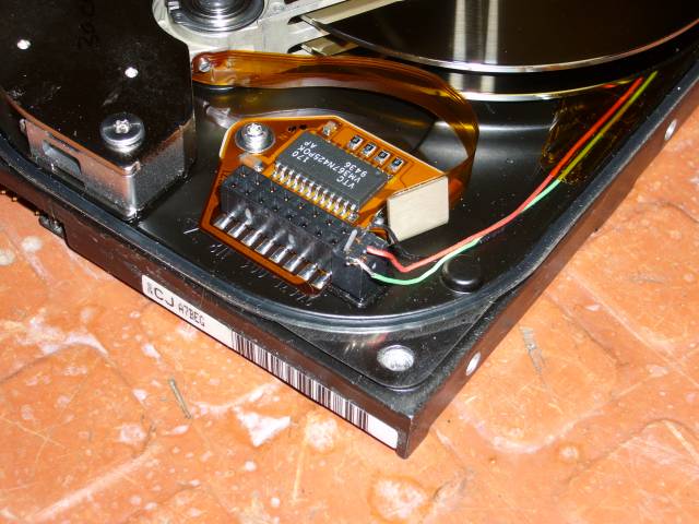 Close up of repaired hard drive