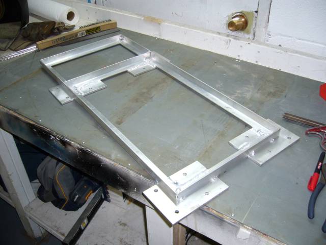 Bottom frame with flanges installed and partially fully welded