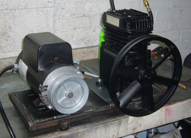 Pump and motor mocked onto frame