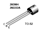 Pinout of 2N3904 and 2N2222A NPN signal transistor