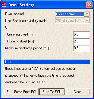 Dwell settings, MS1, 13B Rotary