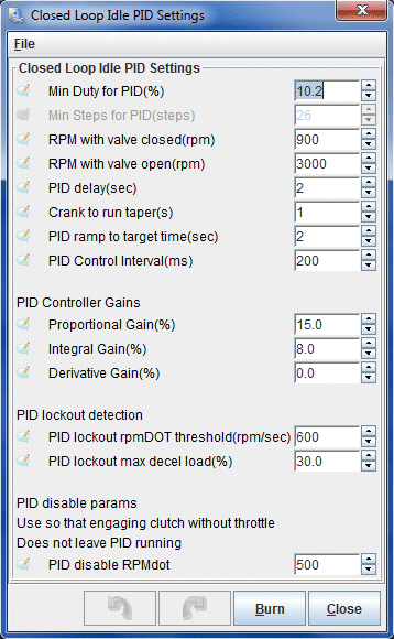 Closed loop idle PID settings, MS2, 13B rotary