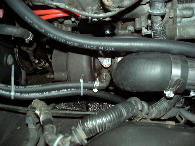 Closeup of turbo oil and water lines