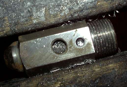 Roll pin drilled and ready to remove